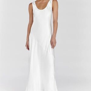 Dissh Lea Satin White Scoop Maxi Dress